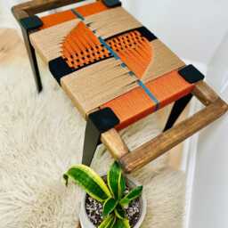 Hand-Woven Entryway Bench Mcm Style End Of Bed & Mudroom Seating - Custom-Made, Multiple Sizes - thumbnail 3