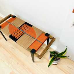 Hand-Woven Entryway Bench Mcm Style End Of Bed & Mudroom Seating - Custom-Made, Multiple Sizes - thumbnail 4