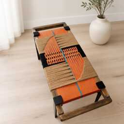 Hand-Woven Entryway Bench Mcm Style End Of Bed & Mudroom Seating - Custom-Made, Multiple Sizes - thumbnail 1