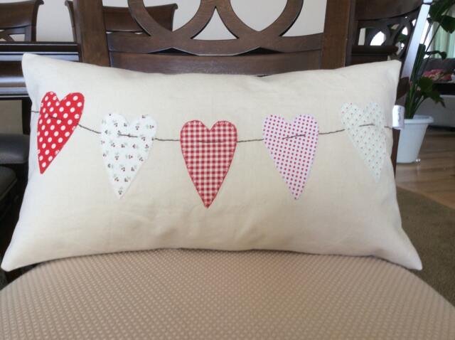 Heart Pillow Cover Creamy White Cotton Denim, Valentine Wedding Decor - image 1