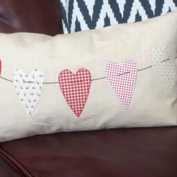Heart Pillow Cover Creamy White Cotton Denim, Valentine Wedding Decor - thumbnail 2