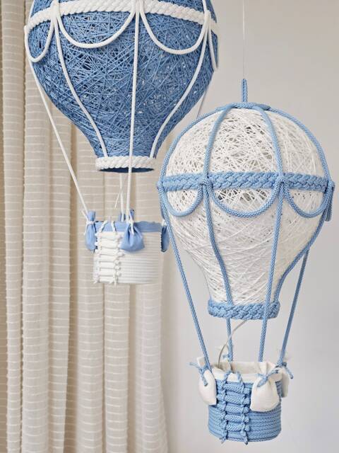 Baby Night Light, Blue & White Hot Air Balloon, Set in Two Size - image 1