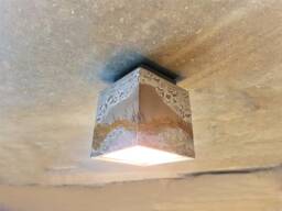 Handmade Ceramic Flush Mount Ceiling Light Concrete Gray Cube - thumbnail 1