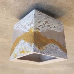 Handmade Ceramic Flush Mount Ceiling Light Concrete Gray Cube - thumbnail 4