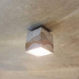 Handmade Ceramic Flush Mount Ceiling Light Concrete Gray Cube - thumbnail 2