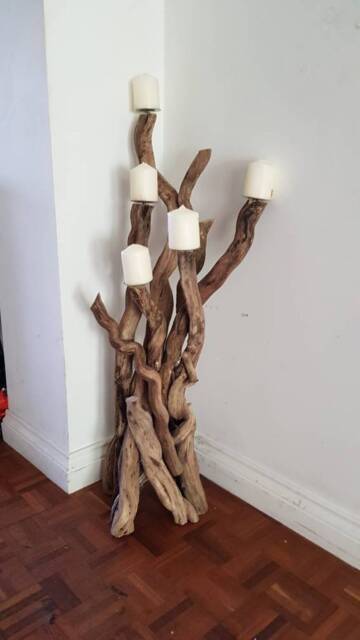 Welsh Driftwood Candelabra, Coastal Centerpiece - image 1