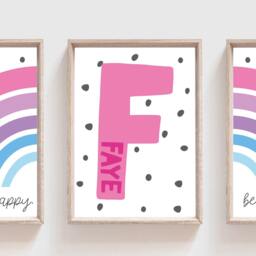 Set Of 3 Girls Nursery Prints, Bedroom Decor, Pink, Affirmation, Playroom, Rainbow Wall Art, Art - thumbnail 2