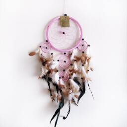 Light Pink Dream Catcher, Feather Wall Hanging, Boho Nursery Accent, Girls Room Decoration, 2 Sizes Available - thumbnail 3