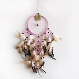 Light Pink Dream Catcher, Feather Wall Hanging, Boho Nursery Accent, Girls Room Decoration, 2 Sizes Available - thumbnail 2