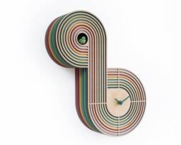 Modern Layered Cuckoo Clock, Colorful Wooden Wall Decor, Sculptural Design - thumbnail 1