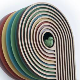 Modern Layered Cuckoo Clock, Colorful Wooden Wall Decor, Sculptural Design - thumbnail 2