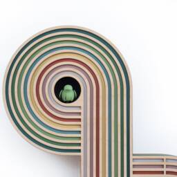 Modern Layered Cuckoo Clock, Colorful Wooden Wall Decor, Sculptural Design - thumbnail 3