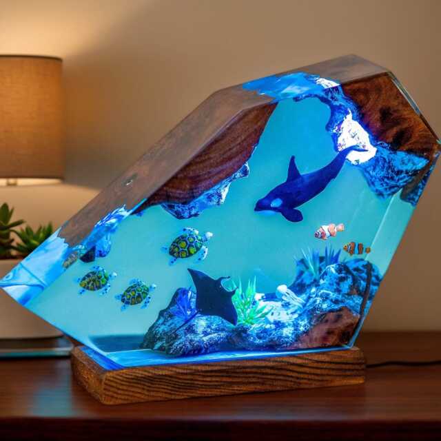 Personalized Resin Night Light Handmade Ocean Scene Lamp - image 1