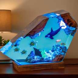 Personalized Resin Night Light Handmade Ocean Scene Lamp - thumbnail 1