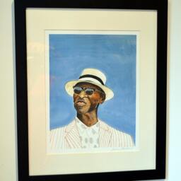 Hat Man Art Print Dapper Gentleman Portrait On Velvet Fine Paper - thumbnail 2