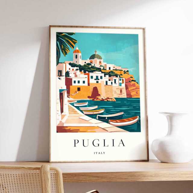 Puglia Italy Travel Poster Coastal Village Art Print - image 1