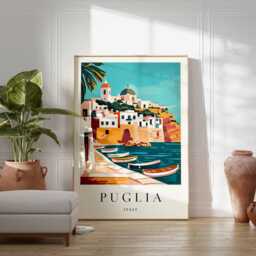 Puglia Italy Travel Poster Coastal Village Art Print - thumbnail 2