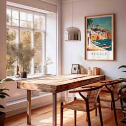 Puglia Italy Travel Poster Coastal Village Art Print - thumbnail 3