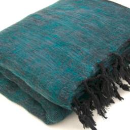 Yak Wool Blend Blanket Large Travel Shawl Meditation Wrap Handwoven Scarf - thumbnail 4