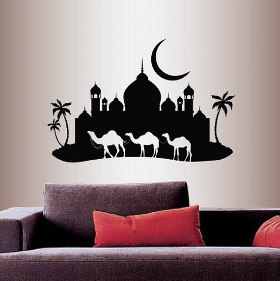 In-Style Decals Wall Vinyl Decal Home Decor Art Sticker Arabian Night Camel Caravan Mosque Palace Skyline Moon Removable Mural Design 199 - image 1