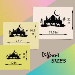 In-Style Decals Wall Vinyl Decal Home Decor Art Sticker Arabian Night Camel Caravan Mosque Palace Skyline Moon Removable Mural Design 199 - thumbnail 2