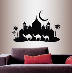 In-Style Decals Wall Vinyl Decal Home Decor Art Sticker Arabian Night Camel Caravan Mosque Palace Skyline Moon Removable Mural Design 199 - thumbnail 1