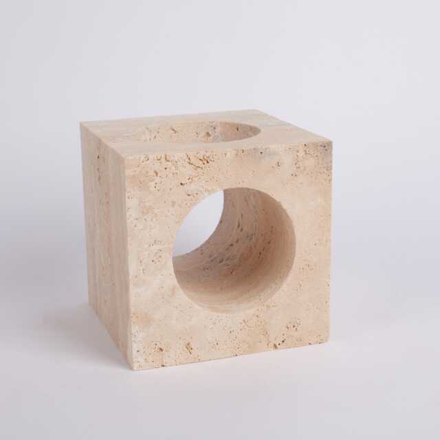 Beige Travertine Candleholder - image 1