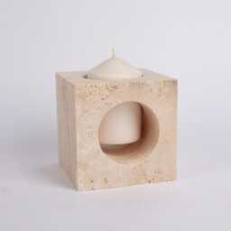 Beige Travertine Candleholder - thumbnail 2