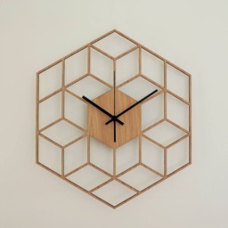 Cube Inspired Wooden Wall Clock, Silent Non Ticking Wood Minimalist Geometric Kitchen - Living Room Bedroom Decor - thumbnail 3