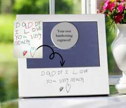 Personalised Engraved Photo Frame, Silver Plated. Actual Handwriting, Fathers Day Gift For Dad, Mothers Day, Mum, Grandparent Etc Stocking - thumbnail 1