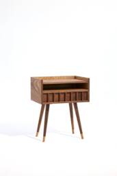 Handmade Mid-Century Modern Walnut Nightstand, Solid Wood End Table - thumbnail 1