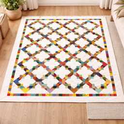 Linked Rainbows Quilt Pattern - Modern Patchwork Throw - PDF Pattern, 80x96 Twin Size - thumbnail 2