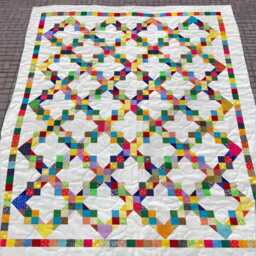 Linked Rainbows Quilt Pattern - Modern Patchwork Throw - PDF Pattern, 80x96 Twin Size - thumbnail 4