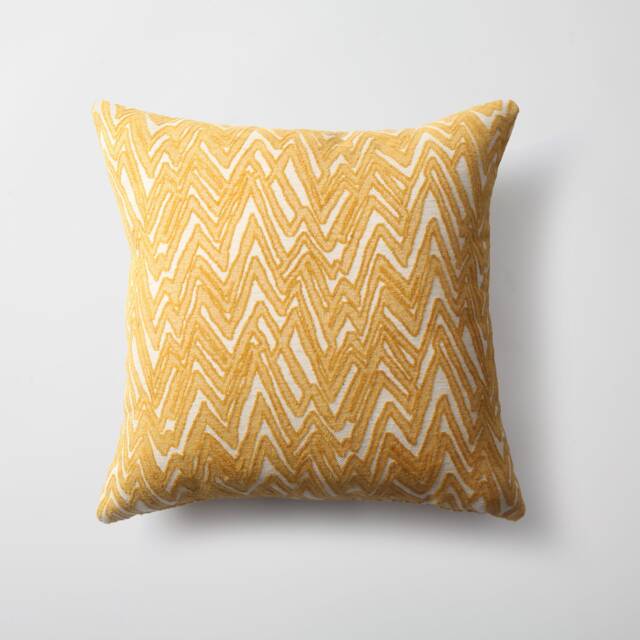 Mustard Yellow Chevron Woven Throw Pillow Cover Modern Geometric Design - image 1