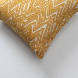 Mustard Yellow Chevron Woven Throw Pillow Cover Modern Geometric Design - thumbnail 2