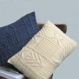 "Decorative Cable Pillow Navy Blue Wool Knitted Patchwork Home Living Classic Throw Organic Wool Country Rustic Christmas 18 " - thumbnail 2