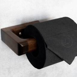Walnut Toilet Roll Holder - Wall Mounted Bathroom Storage Minimalist Wooden Paper UK Modern Decor - thumbnail 3