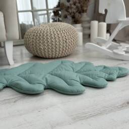 Sage Green Oak Leaf Baby Play Mat Organic Cotton Nursery Decor - thumbnail 3