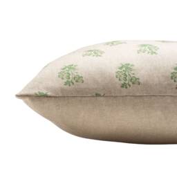 Posy Print Linen Look Boudoir Cushion Cover in Sage Green. Dainty Floral Green, Effect Background. 17x12 - thumbnail 2