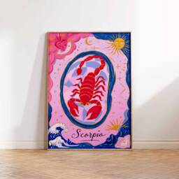 Scorpio Poster, Star Sign Zodiac Print, Birthday Gift, Celestial Astrology Art, Boho Decor, Bedroom Spiritual Art - thumbnail 3