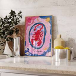 Scorpio Poster, Star Sign Zodiac Print, Birthday Gift, Celestial Astrology Art, Boho Decor, Bedroom Spiritual Art - thumbnail 2