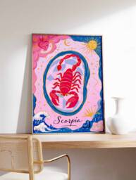 Scorpio Poster, Star Sign Zodiac Print, Birthday Gift, Celestial Astrology Art, Boho Decor, Bedroom Spiritual Art - thumbnail 1