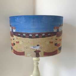 Seaside Cottages Lampshade Nautical Harbour Beach Scene - thumbnail 3