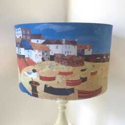 Seaside Cottages Lampshade Nautical Harbour Beach Scene - thumbnail 4