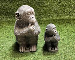 Thinking Monkey Concrete Outdoor Garden Ornament Lawn Sculpture/Animal Ornaments Small Large Frost Protected - thumbnail 1