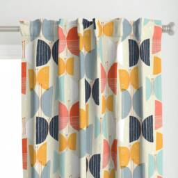 Retro 1950S Curtain Panel - Mid Century Modern Animal Bug Insect Geometric Custom Mod Butterflies Quinoa By Friztin - thumbnail 1