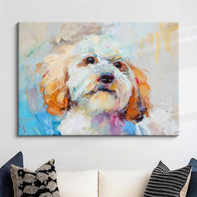 Cockapoo Abstract Oil Painting Framed Print & Canvas Large Sizes Luxury Wall Art Poster Pet Home Decor Interior Dog Lover Gift - image 1