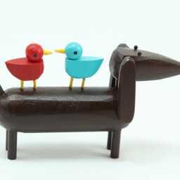 Doxie With Lovebirds - Wood Dachshund Figure Folk Art Animal Reclaimed Dog Sculpture Anniversary Gift I Love You - thumbnail 2