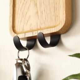 Solid Oak Wall Mirror With Key Hooks - Hallway Holder - thumbnail 3