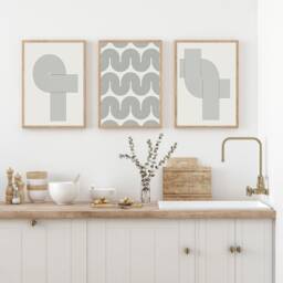 Set Of 3, Geometric Abstract Art, Neutral Beige, Living Room Wall Art Poster Prints Home Decor, A5, A4, A3 A3+ A2 Sizes, Fast Delivery - thumbnail 2